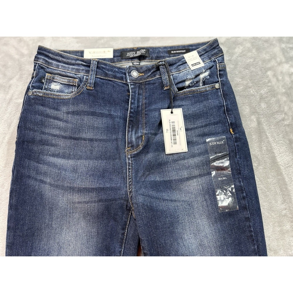 New Judy Blue Jean High Waist Slim Bootcut Womens 11/30x30L Blue Western Cowgirl - Picture 4 of 16